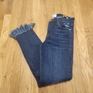 Frame Jeans Women's Le Skinny De Jeanne‎ Fray Hem Dark Wash Size 27